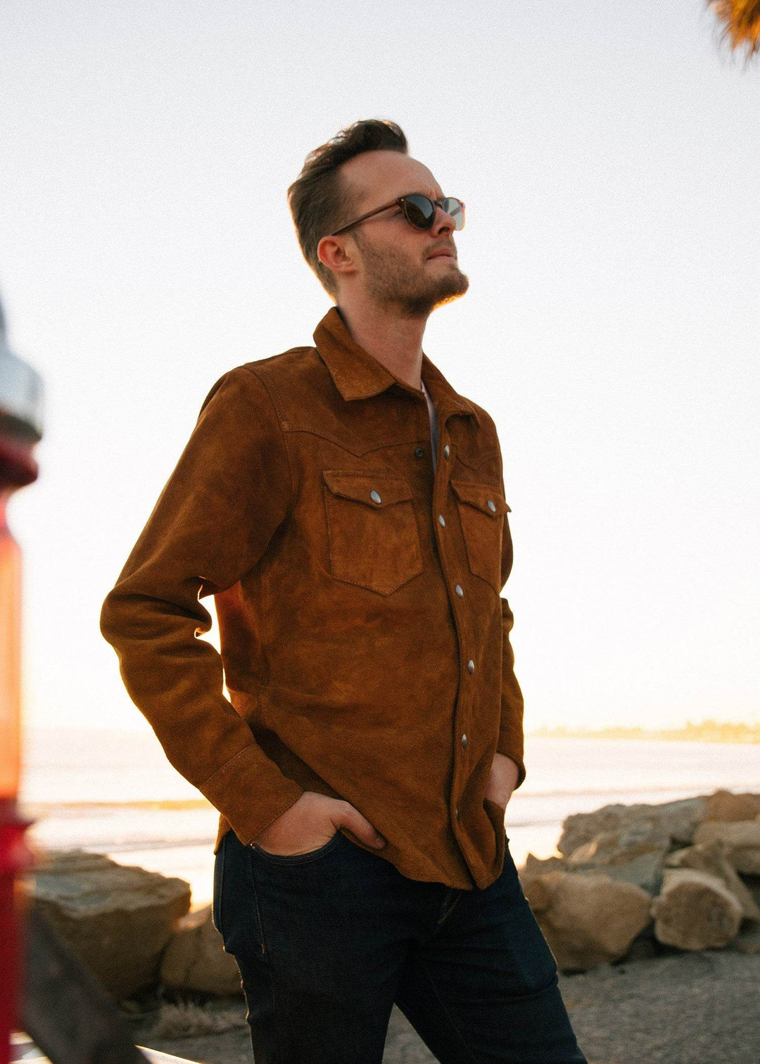 Iron and Resin FENCE SHIRT BUFFALO SUEDE COGNAC Marrone - foto 3