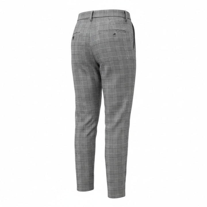 PRINCE OF WALES GREY WOOL ONE PENCE TROUSERS