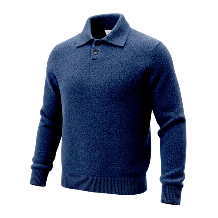BLUE MERINO WOOL POLO SHIRT