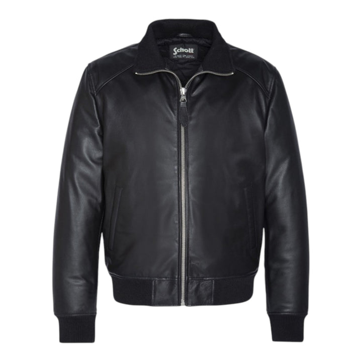 BLACK QUILTED GENUINE LEATHER BOMBER