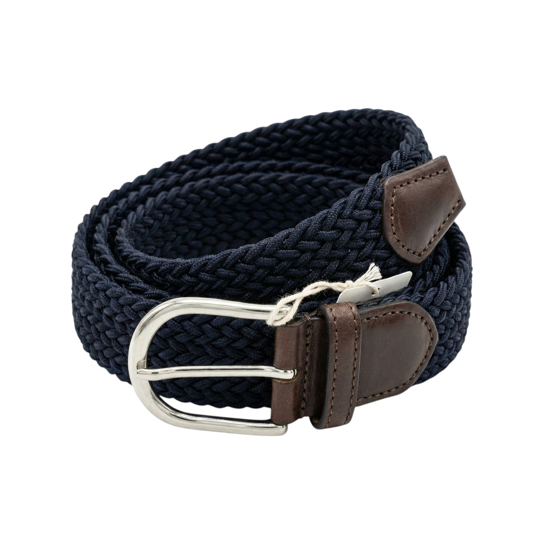 Cintura Elastica Intrecciata Chicco di Riso Blu Navy-Marrone