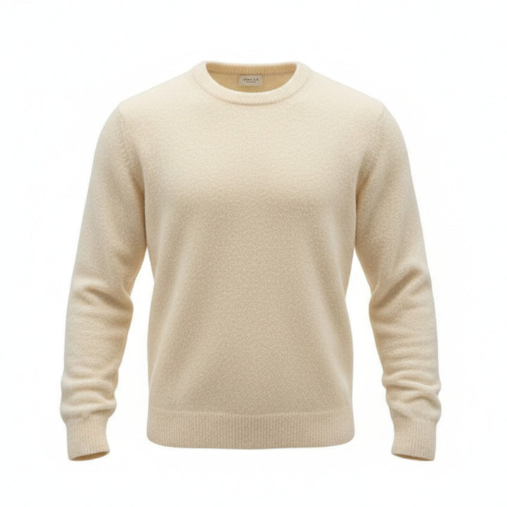 WHITE VIRGIN WOOL ROUND NECK