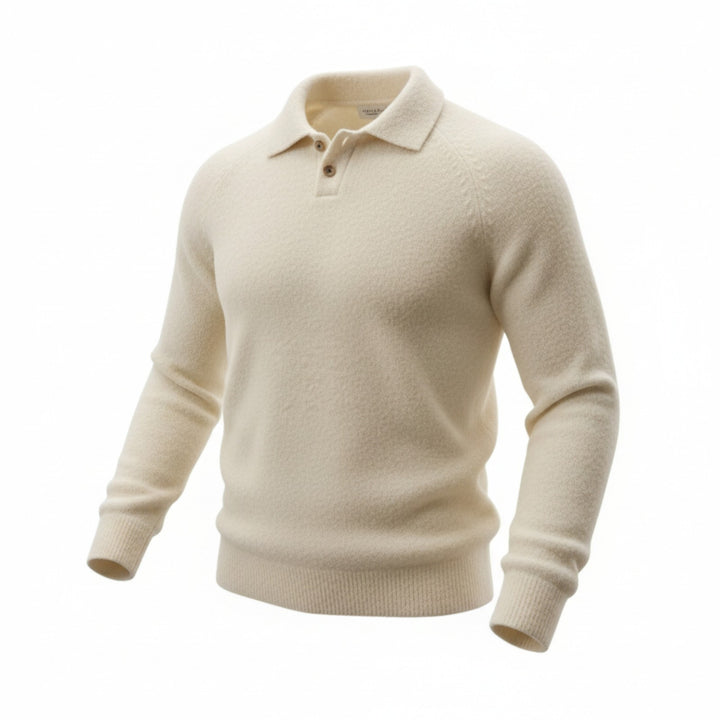 WHITE MERINO WOOL POLO SHIRT