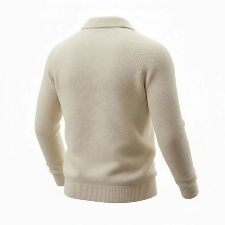 WHITE MERINO WOOL POLO SHIRT