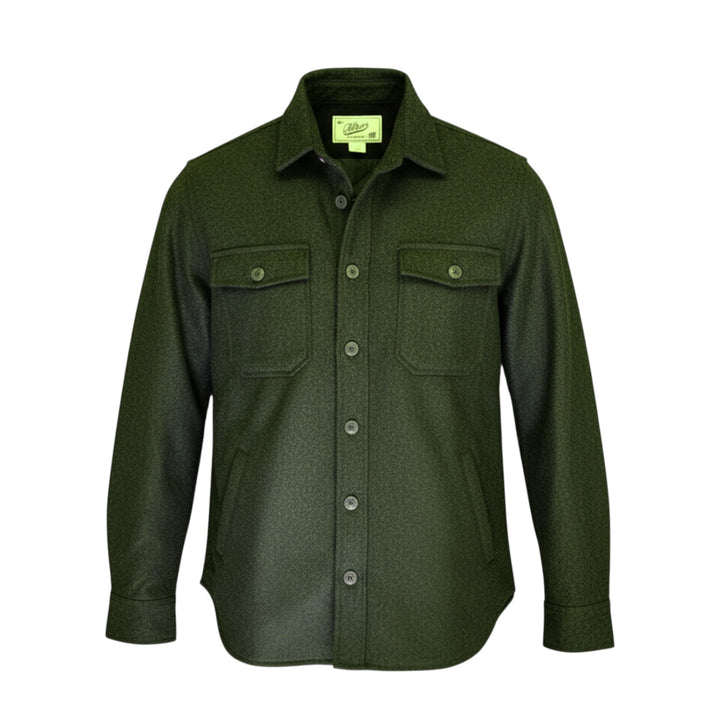 GREEN WOOL QUILTED SHIRT