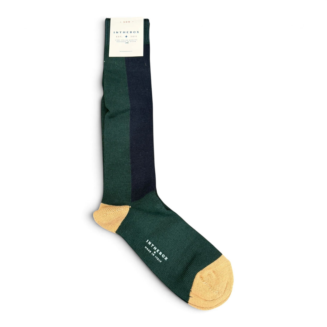 Color Block Fair Isle Socks Dark Green/Blue