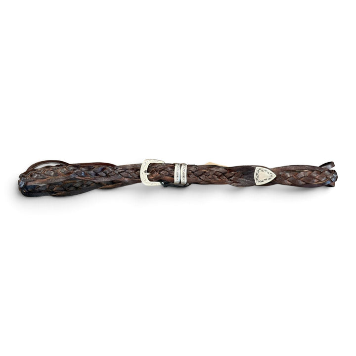 GIULIA Woven Belt Genuine Leather Dark Brown