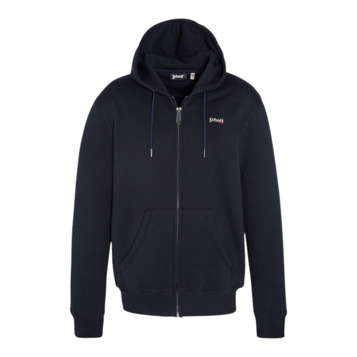 FELPA ZIP CAPPUCCIO BLU