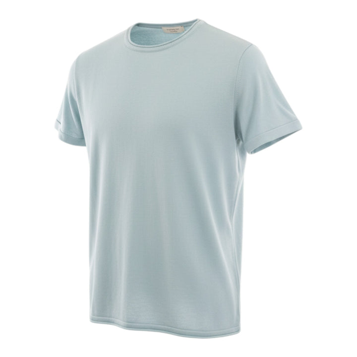 Crew Neck Short Sleeve Combed Cotton Light Blue
