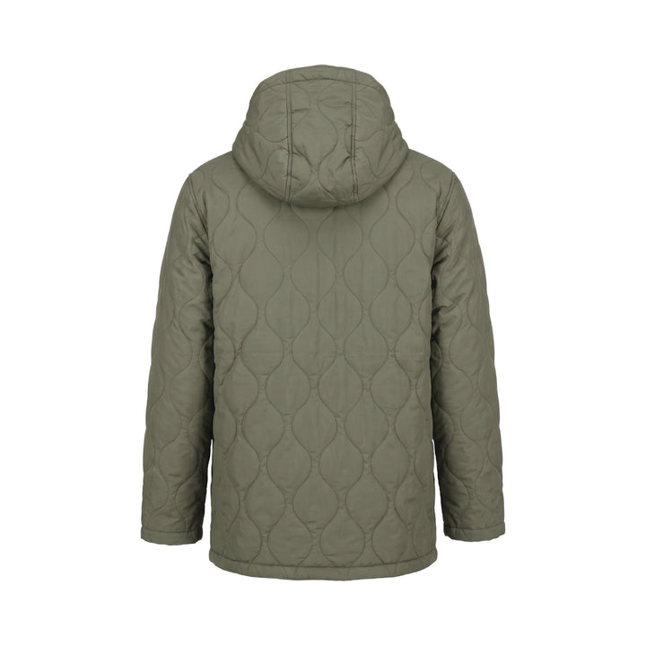Giacca Military Hooded Down trapuntata verde oliva Taion, vista posteriore