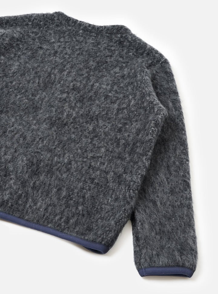 Universal Works Cardigan Losso Mohair Mix Navy/Pale Grey Blu - foto 5
