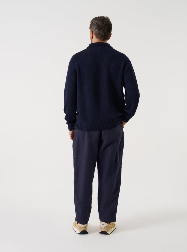 Universal Works Curtis Sweater Shetland Wild Navy Blu - foto 3