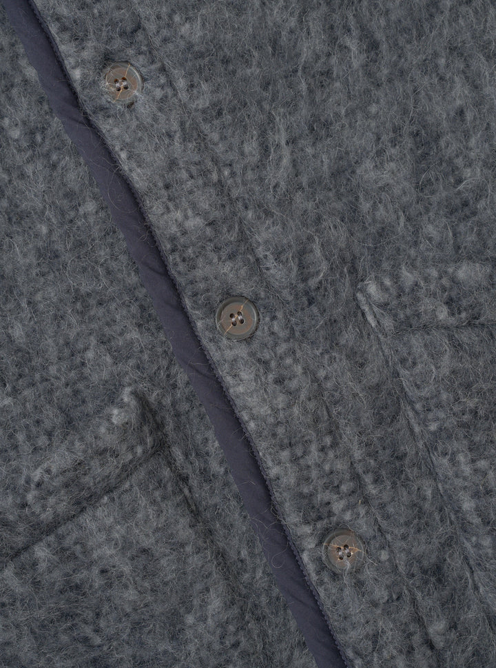 Universal Works Lancaster Gilet Losso Mohair Mix Navy/Pale Grey Blu - foto 6