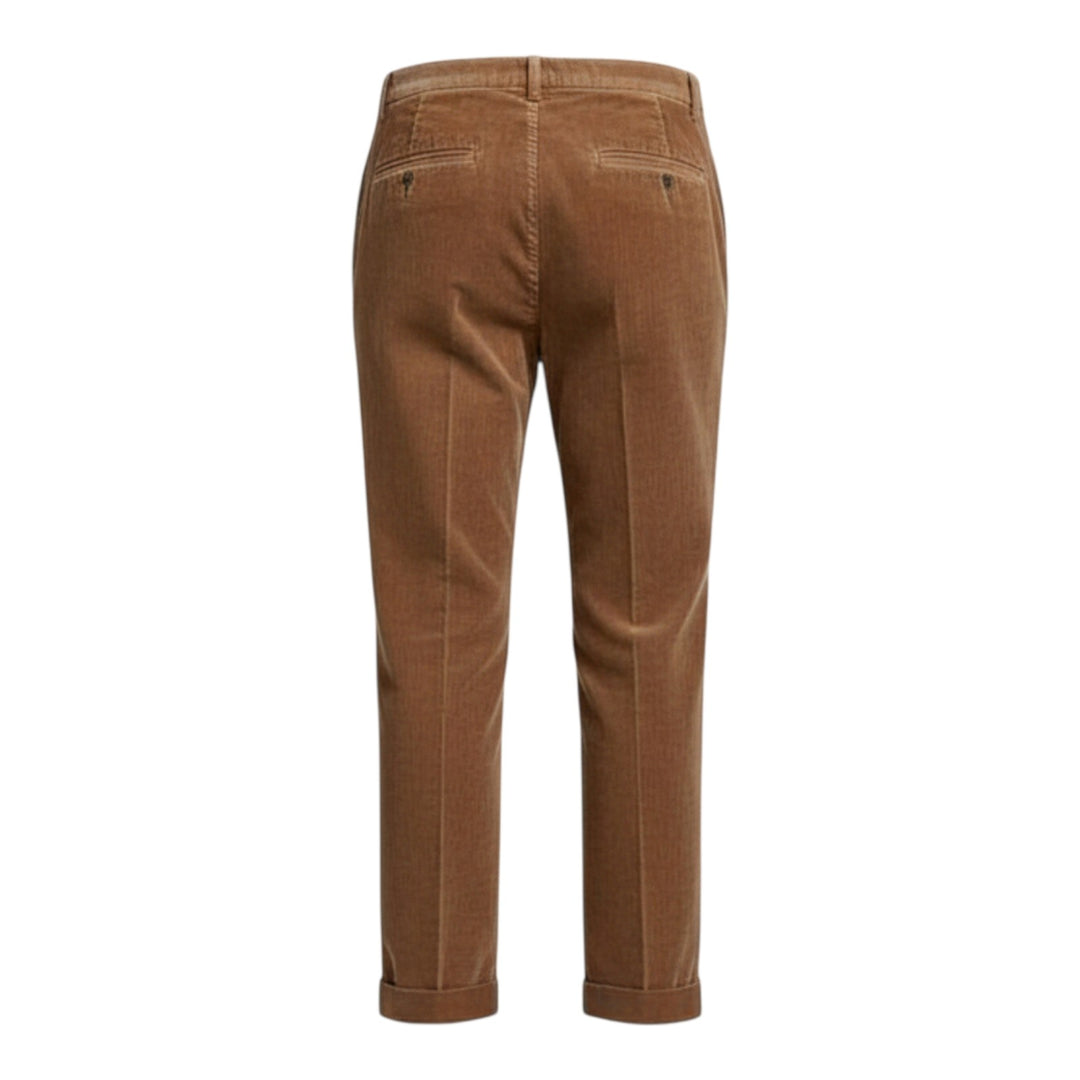 Brown Short Velvet Trousers with American Pockets