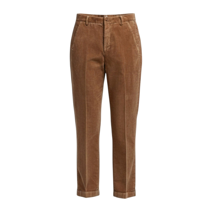 Brown Short Velvet Trousers with American Pockets