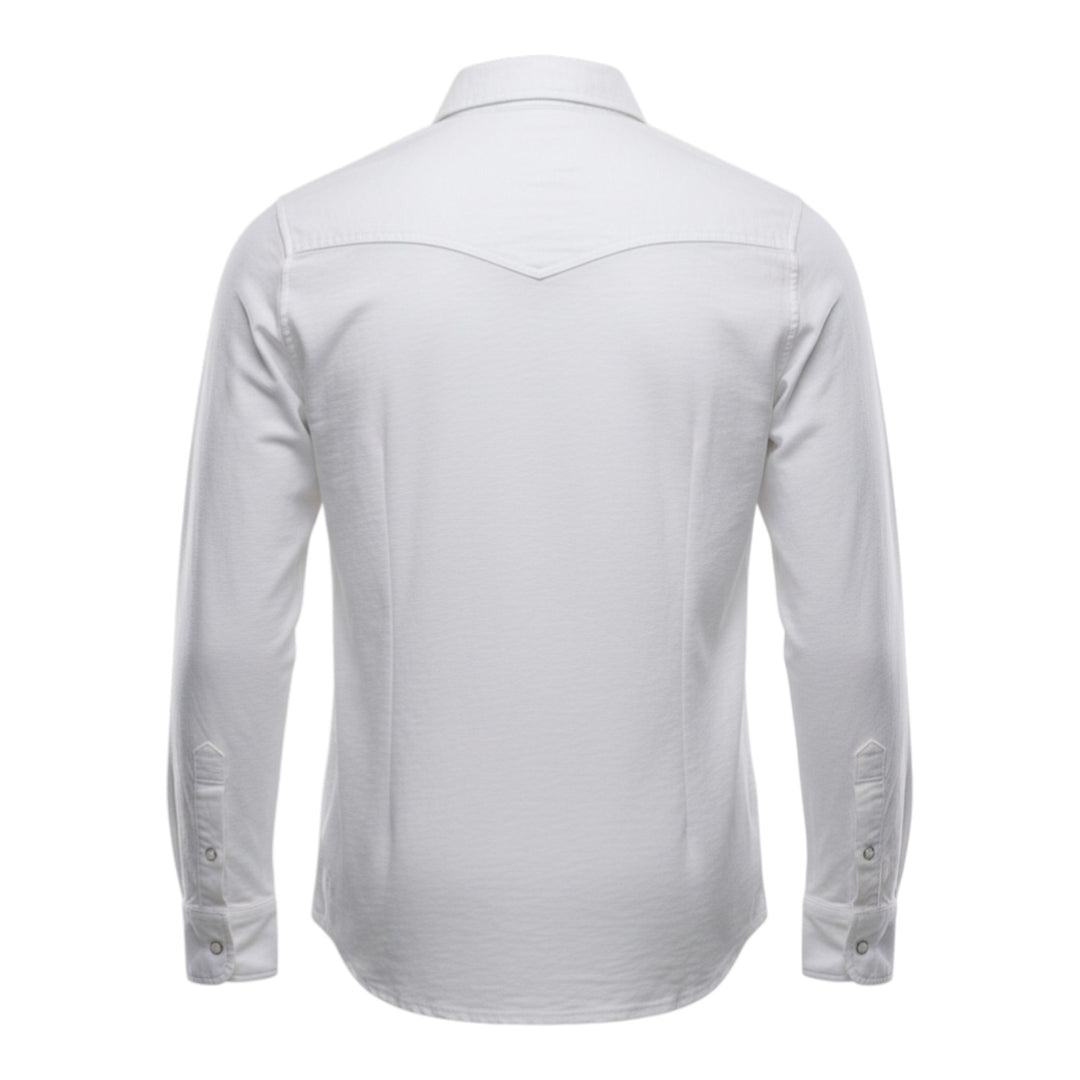 El Paso Flamed 180g White Long Sleeve Western Shirt