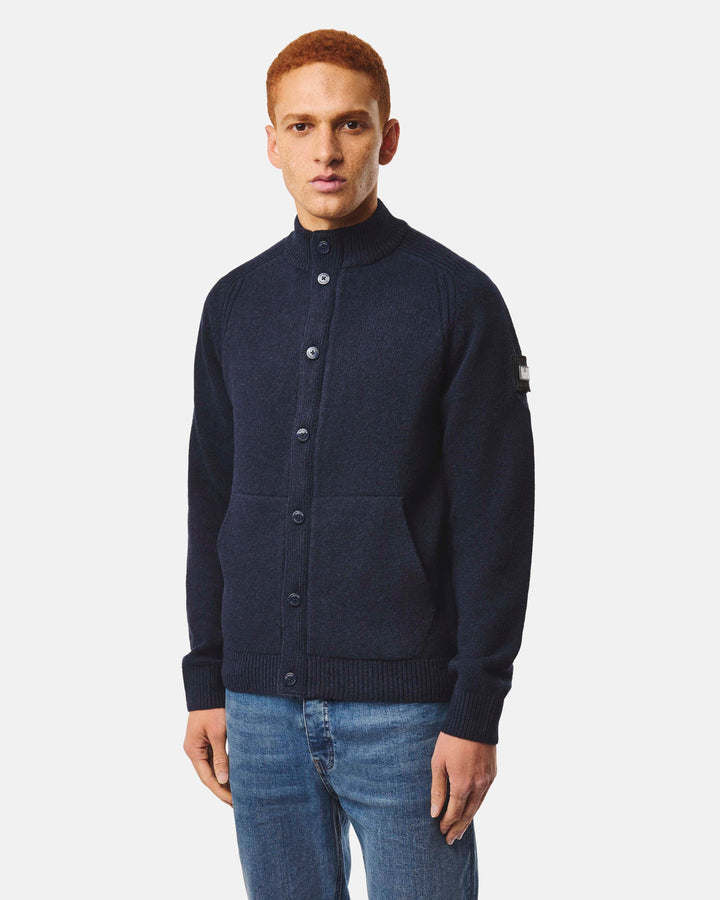 Weekend Offender Gamston Wool Cardigan Navy Blu - foto 2