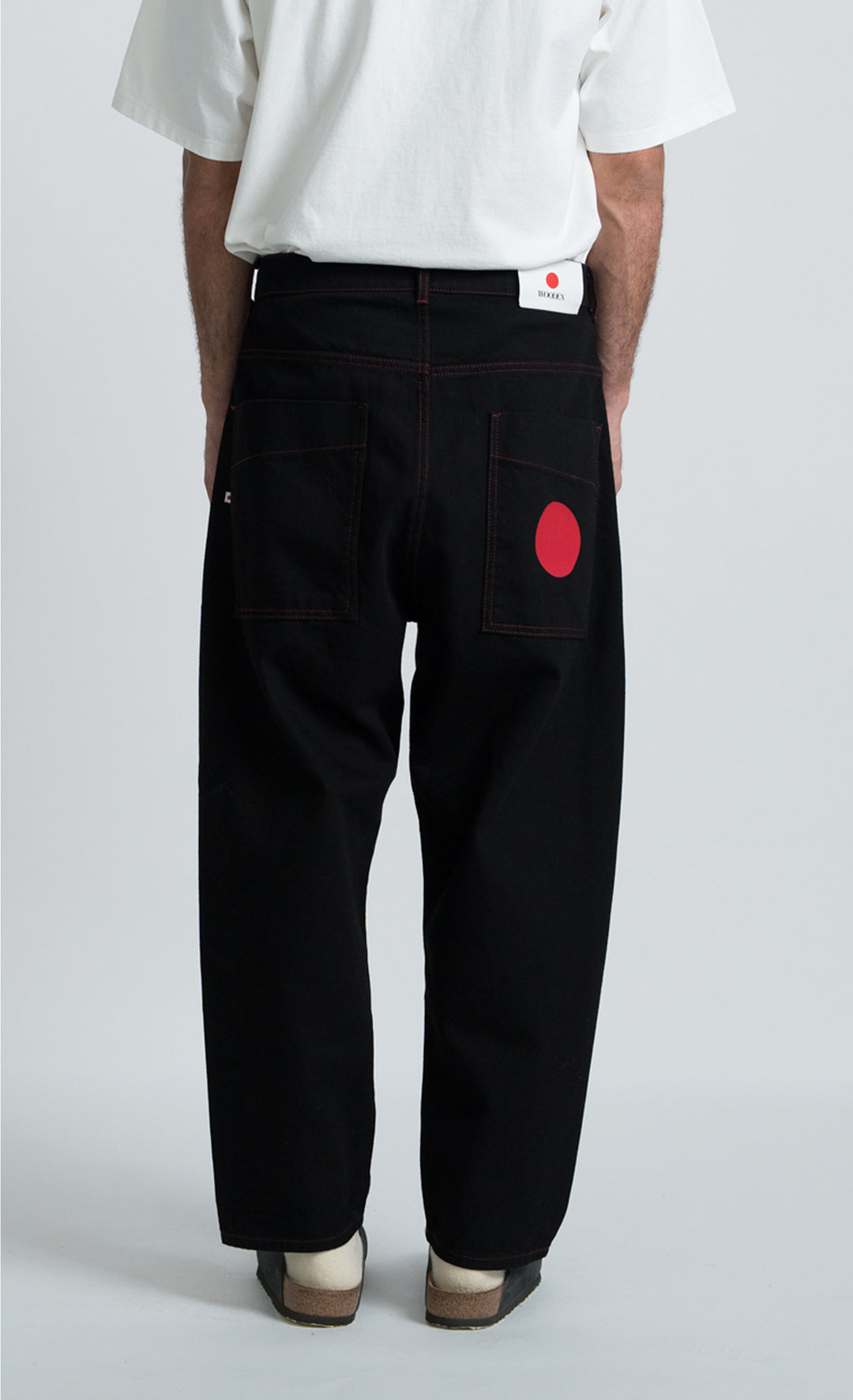 Wooden Jeans Japan Square Pocket Red Circle Black Nero - foto 9